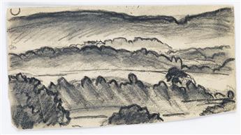 OSCAR BLUEMNER Group of 6 pencil and charcoal landscape drawings.